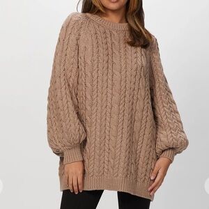 Mr Mittens Cotton Women's Cream Chunky Cable Knit Jumper Sweater